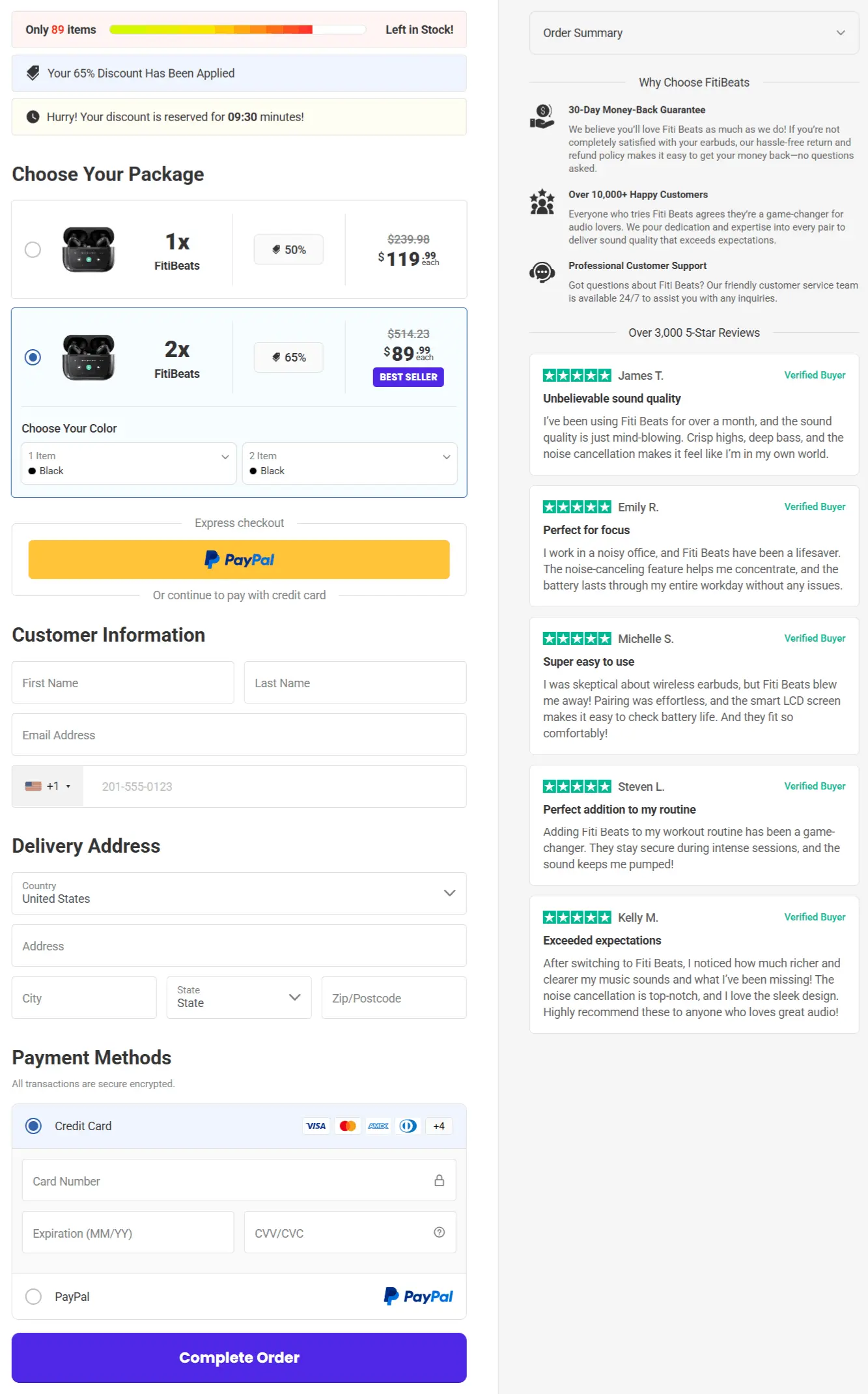 Fitibeats secure checkout page